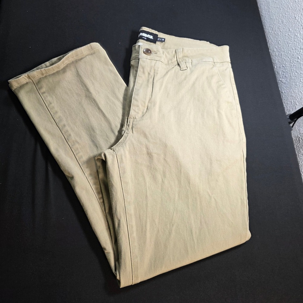 RSQ Mens Straight Leg Chino Pants Tan Khaki Cotton‎ Stretch Size 32x30